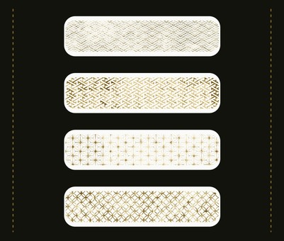 和柄とゴールドの白バナーセット バナー,長方形,デザイン,エレメント,和柄,青海波,紗綾形,麻の葉,七宝,白のイラスト素材