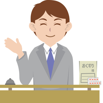 男性の病院受付窓口 病院,受付窓口,受付,窓口,薬,男性のイラスト素材