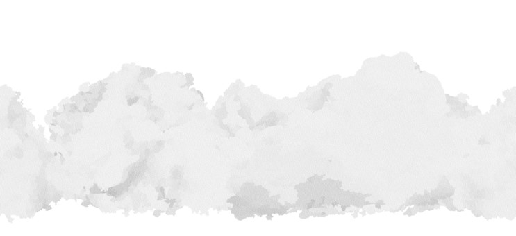 水彩風の空と雲　横シームレス　白黒 雲模様,雲,もあもあ,モヤモヤ,白,モコモコ,フワフワ,背景,草むら,生け垣のイラスト素材
