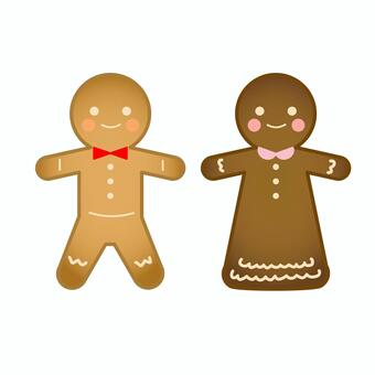 ジンジャークッキー　セット ジンジャーブレッドマン,クリスマス,冬,男の子,女の子,ジンジャークッキー,プレーン,ココア,チョコ,クッキーのイラスト素材