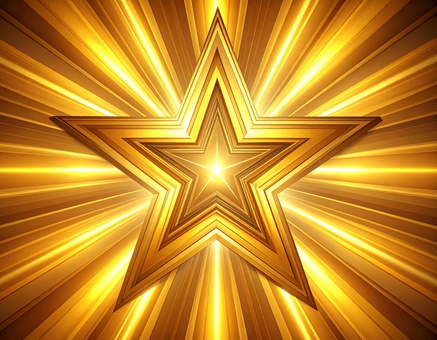 立体的に重なるゴールドスターのデザイン