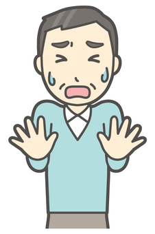 ニット中年男性-116-バスト  ニット中年男性-116-バスト 困る,おじさん,男性,中年,お父さん,パパ,シニア,ミドルエイジ,人物,かわいいのイラスト素材