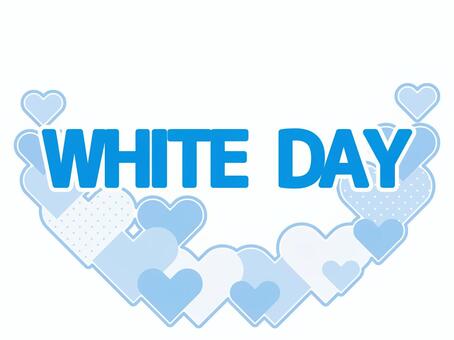 水色のハートとWHITE DAYフレーム ホワイトデー,文字,飾り枠,フレーム,背景,お返し,横,記念日,ハート,恋愛のイラスト素材