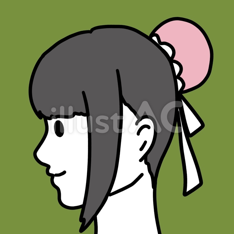 中国　娘　横顔　アイコン　 女性,黒髪,中国のイラスト素材