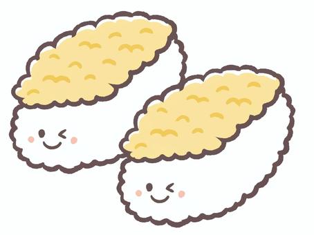 美味しい料理。食べ物のイカの天ぷらお寿司 寿司,イカ,海鮮,天ぷら,回転寿司,イカ天,食べ物,料理,美味しい,食事のイラスト素材