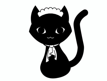 黒猫のメイドさん 黒猫,猫,メイド,かわいい,ワンポイント,ai,jpg,pngのイラスト素材