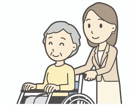  カジュアルスーツ女性-335-バスト 車いす,会社員,女性,スーツ,ビジネス,仕事,ol,人,大人,ビジネスウーマンのイラスト素材