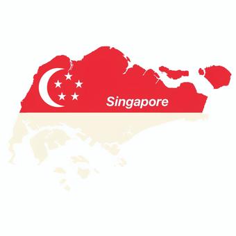 シンガポールの地図の形5 シンガポール,アジア,国旗,英語,国,地図,海外,世界,国土,地理のイラスト素材