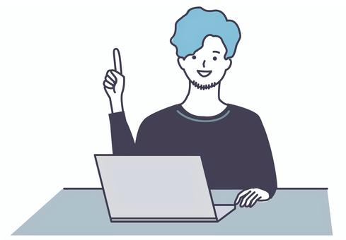 Illustration, people, male, finger pointing, 