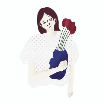 花瓶を持つ人 花瓶,花,人物,女性,花屋のイラスト素材