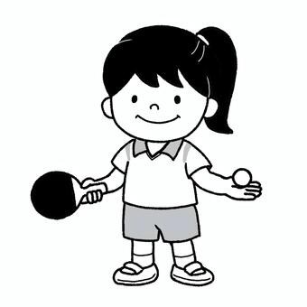 スポーツ　卓球をする女の子 子供,女の子,少女,幼児,児童,小学生,卓球選手,選手,ラケット,ラバーのイラスト素材