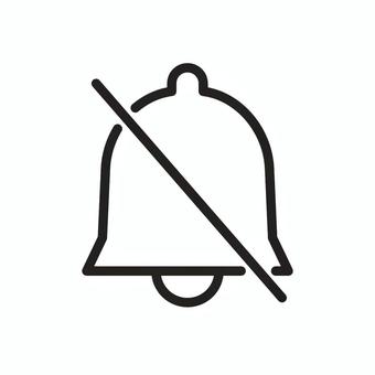 通知マーク（オフ・枠・黒） 通知,アイコン,通知マーク,ベル,通知オフ,お知らせ,黒,シンプル,線画,枠のイラスト素材