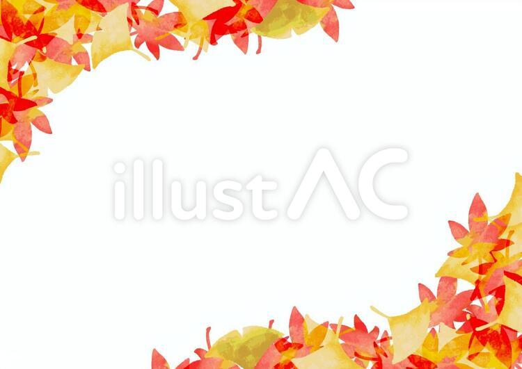 紅葉　フレーム　斜め 紅葉,もみじ,イチョウのイラスト素材