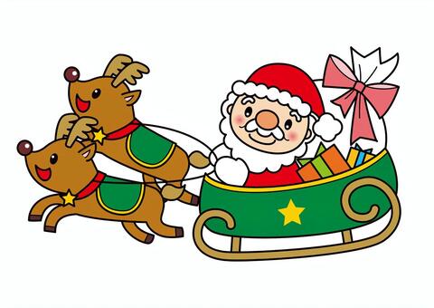 Santa and reindeer riding a sleigh Christmas, , JPG, PNG and AI