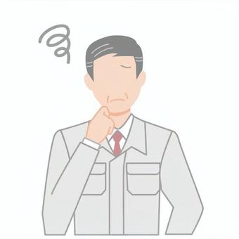 悩みがある工務店の社長 悩む,困る,トラブル,男性,1人,上半身,人,人物,作業員,工務店のイラスト素材