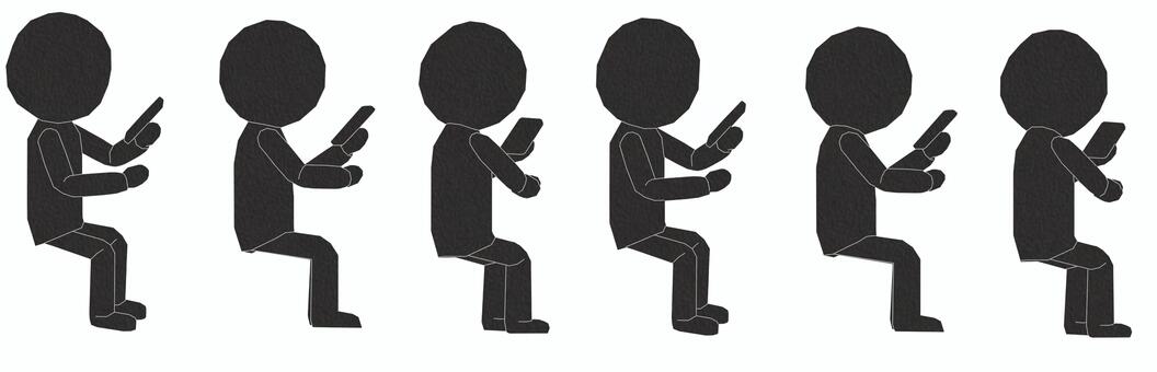 棒人間　ペパクラ風　座ってスマホを見る スマートフォン,スマホ,ネット,インターネット,メール,観る,視聴,座る,人間,人のイラスト素材