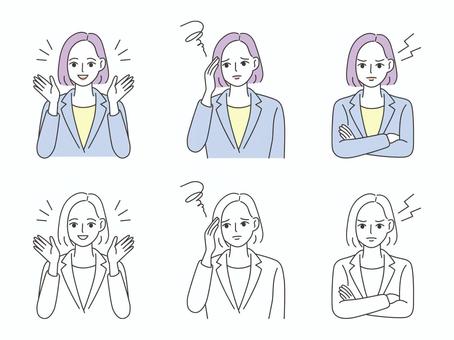 女性_感情 女性,人物,ビジネス,キャリアウーマン,スーツ,喜ぶ,感情,笑顔,スマイル,拍手のイラスト素材