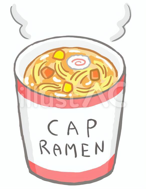 カップ麺２ カップ麺,ラーメン,線画のイラスト素材