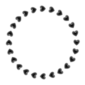 黒いハートの丸い3Dフレーム3 ハート,フレーム,3d,立体,丸,可愛い,バレンタイン,フェミニン,飾り枠,正円のイラスト素材