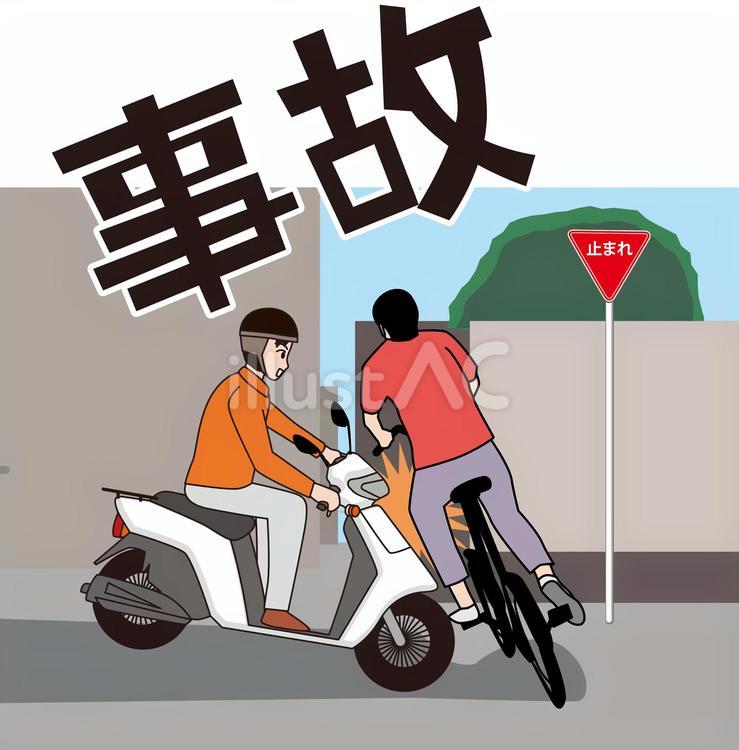 交通事故　　 交通事故,衝突,原付のイラスト素材