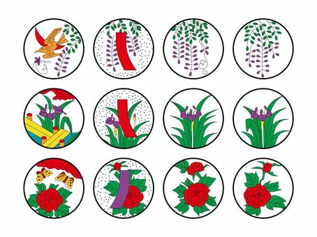 花札4月5月6月 花札,こいこい,和風,和,日本,かるた,花合せ,はなあわせふだ,花かるた,花がるたのイラスト素材