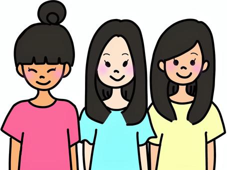アジア人の女の子達 アジア人,アジア,韓国,中国,日本,日本人,中国人,韓国人,外人,国際のイラスト素材
