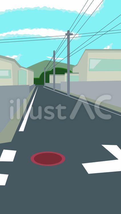 住宅地　  住宅地,道路,地方のイラスト素材