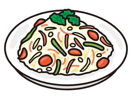 タイ料理パパイヤサラダ(ソムタム) パパイヤサラダ,ソムタム,パパイヤ,タイ,ラオス,タイ料理,サラダ,辛い,スパイシー,エスニックのイラスト素材