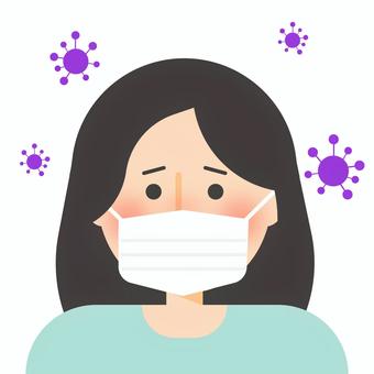 インフルエンザ インフルエンザ,罹患,ウイルス,風邪,感染,バクテリア,マスク,病気,病人,発熱のイラスト素材