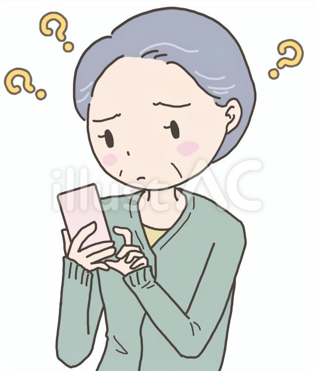 スマホを操作するおばあちゃん おばあちゃん,スマホ,スマートフォンのイラスト素材