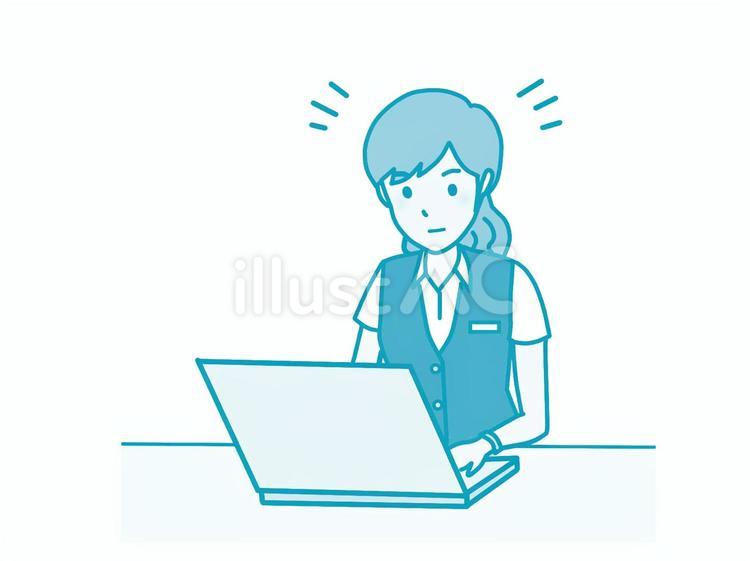 人物　女性　制服　タイプ　グラデーション 女性,20代,pcのイラスト素材