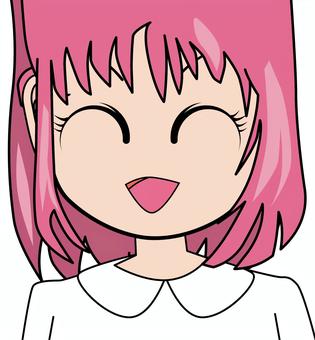 笑顔アニメ顔　 笑顔,笑う,かわいい,女子,目,口,アニメ,顔,ボブ,髪のイラスト素材