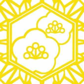 シームレスなモザイク　梅　o 梅,縁起物,花,植物,正月,線,バックグラウンド,モザイク,六角形,六角のイラスト素材