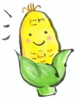 Illustration, corn, hand drawn, brush painting, 