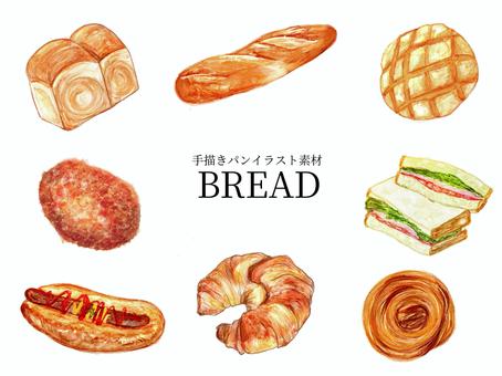 Illustration, bread, hand drawn, tiny, 