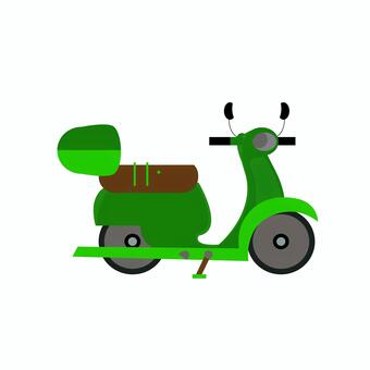 スクーター 026 スクーター,バイク,緑,二輪車,乗り物,シート,ホイール,ハンドル,ライト,ボックスのイラスト素材