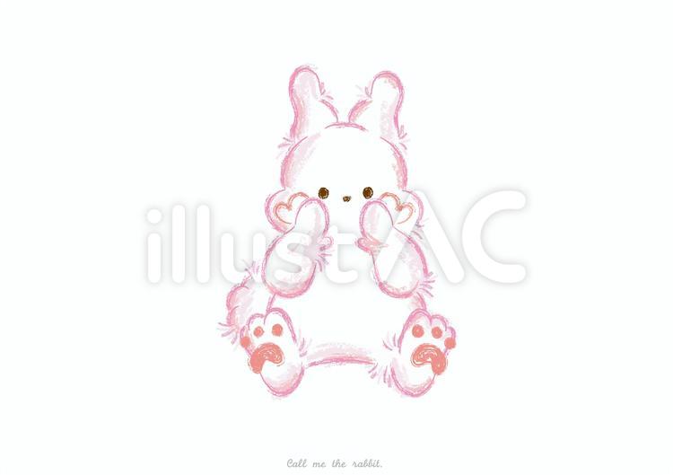 わたしを呼ぶうさぎ 手書き,手描き,ウサギのイラスト素材