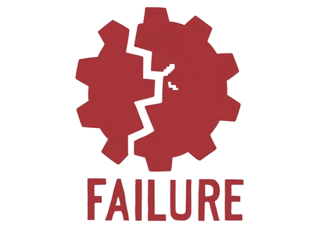 失敗マーク〜FAILURE・赤〜 失敗,マーク,アイコン,ロゴ,歯車,赤,イラスト,透過,文字,フラットカラーのイラスト素材