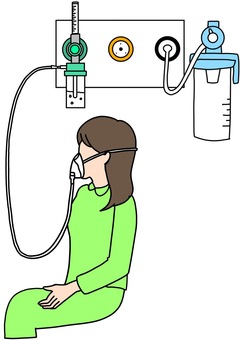 中央配管から酸素マスクへ　女性カラー 中央配管,女性,酸素,マスク,病院,カラーのイラスト素材