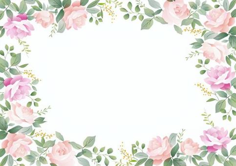 淡いバラのフレーム