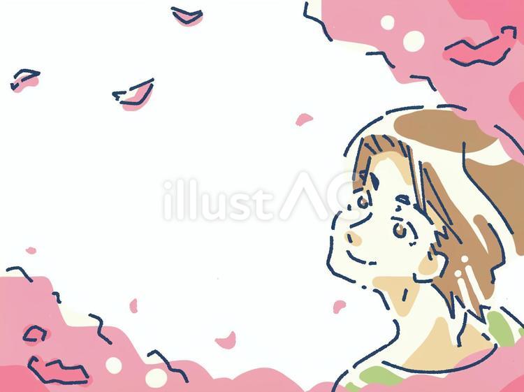 手書き・桜と男性のイラスト 桜,男性,さくらのイラスト素材