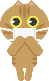 Tea tabby cat wearing a mask, tea tiger, cat, mask, JPG and PNG