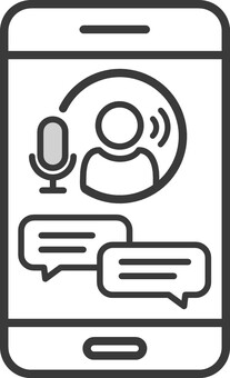 ライブ配信・Web会議アイコン ライブ配信,web会議,コミュニケーション,スマートフォン,チャット,オンライン,sns,ビジネス,マイク,通話のイラスト素材