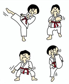 空手の型男女セット 空手,武道,道着,赤帯,突き,蹴り,受け,武術のイラスト素材
