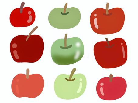 りんごのイラスト りんご,青りんご,食べ物,手描き,セット,イラストのイラスト素材