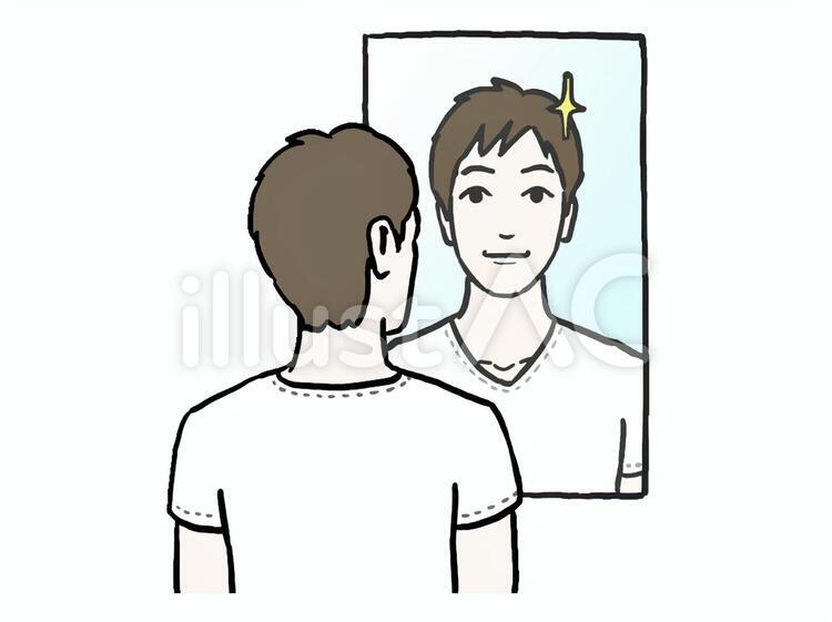 鏡を見る男性 男性,人物,1人のイラスト素材