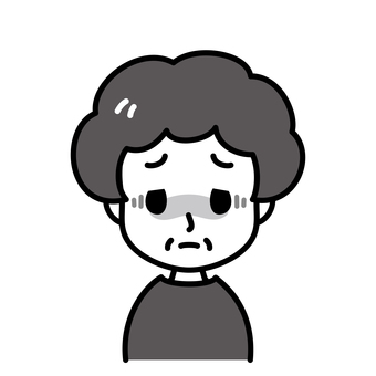 シニア女性　顔色が悪い　白黒 高齢者,顔色,白黒,悪い,病気,症状,女性,シニア,お年寄り,中高年のイラスト素材