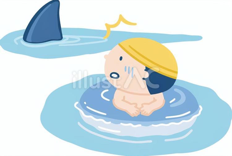 サメ出没注意 サメ,出没,注意のイラスト素材