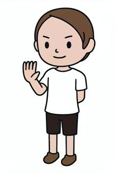 挨拶する人 挨拶する人 ストップ,制止,邪魔,挨拶,スポーツ,男,半袖,運動のイラスト素材