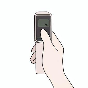 非接触型温度計を操作する手（正面） 非接触型温度計,放射温度計,衛生管理,haccp,調理現場,厨房,給食,食品衛生,測定,温度のイラスト素材